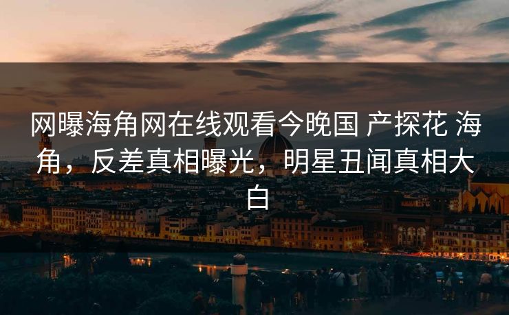 网曝海角网在线观看今晚国 产探花 海角，反差真相曝光，明星丑闻真相大白