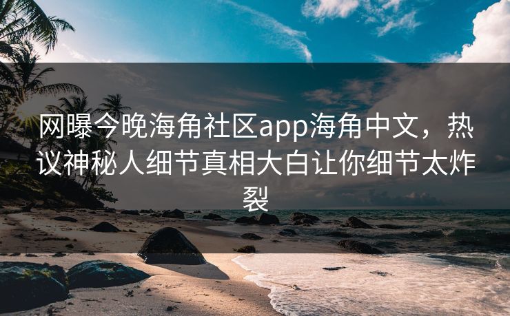 网曝今晚海角社区app海角中文，热议神秘人细节真相大白让你细节太炸裂