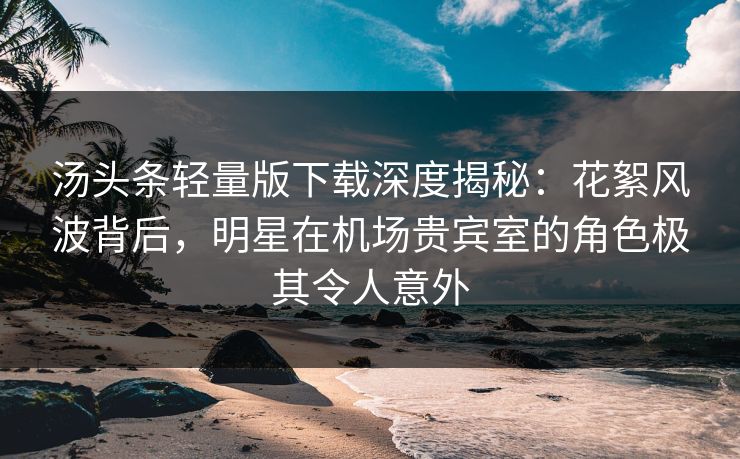 汤头条轻量版下载深度揭秘：花絮风波背后，明星在机场贵宾室的角色极其令人意外