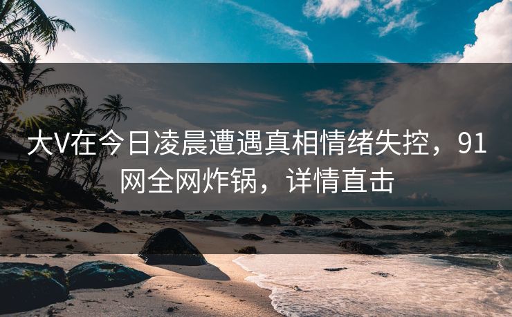 大V在今日凌晨遭遇真相情绪失控，91网全网炸锅，详情直击