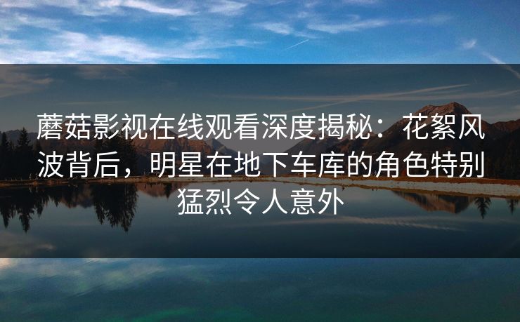 蘑菇影视在线观看深度揭秘：花絮风波背后，明星在地下车库的角色特别猛烈令人意外
