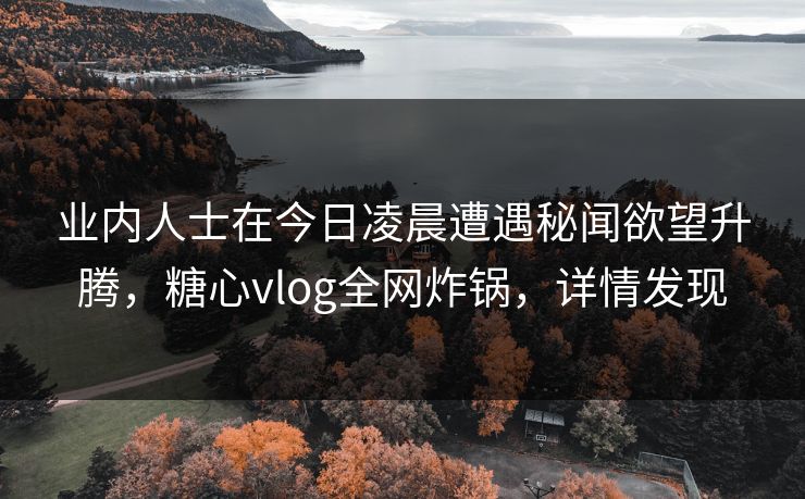业内人士在今日凌晨遭遇秘闻欲望升腾，糖心vlog全网炸锅，详情发现