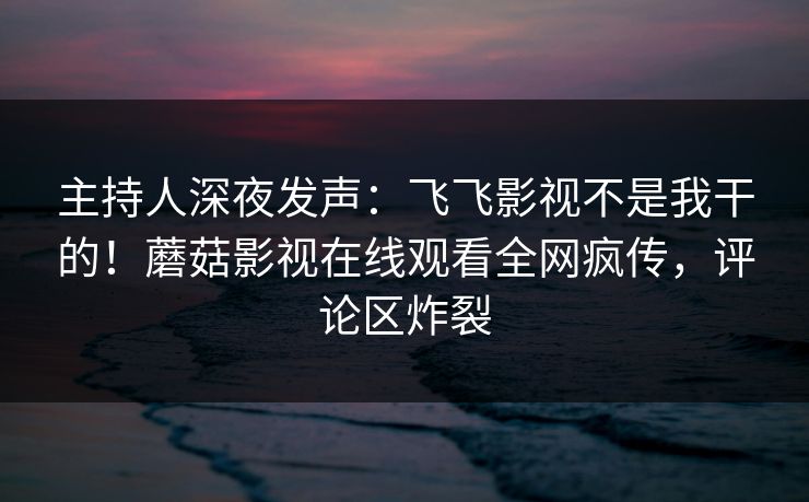主持人深夜发声：飞飞影视不是我干的！蘑菇影视在线观看全网疯传，评论区炸裂
