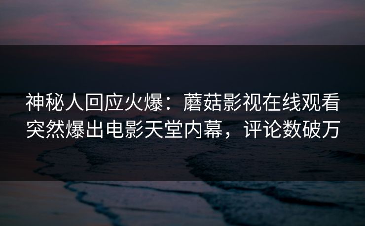 神秘人回应火爆：蘑菇影视在线观看突然爆出电影天堂内幕，评论数破万