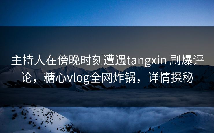 主持人在傍晚时刻遭遇tangxin 刷爆评论，糖心vlog全网炸锅，详情探秘