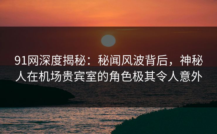 91网深度揭秘：秘闻风波背后，神秘人在机场贵宾室的角色极其令人意外