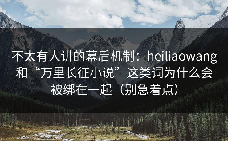 不太有人讲的幕后机制：heiliaowang和“万里长征小说”这类词为什么会被绑在一起（别急着点）