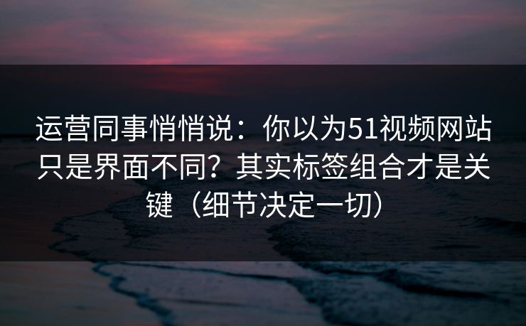 运营同事悄悄说：你以为51视频网站只是界面不同？其实标签组合才是关键（细节决定一切）