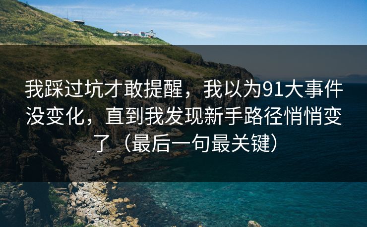 我踩过坑才敢提醒，我以为91大事件没变化，直到我发现新手路径悄悄变了（最后一句最关键）